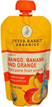 Peter Rabbit Organics, Organic, 100% Pure Fruit Snack, Mango, Banana and Orange, 4 oz (113 g) ,صحة الأطفال، أغذية الأطفال، تغذية الطفل، الغذاء