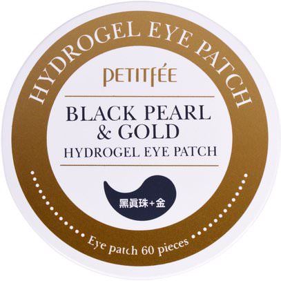Petitfee, Black Pearl & Gold Hydrogel Eye Patch, 60 Patches ,الجمال، أقنعة الوجه، أقنعة الورقة، حمام