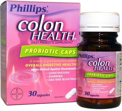 Phillips, Colon Health Daily Probiotic Supplement, Probiotic Caps, 30 Capsules ,المكملات الغذائية، البروبيوتيك، استقرت البروبيوتيك، الصحة، السموم، تطهير القولون