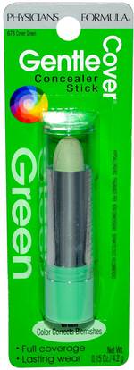 Physicians Formula, Inc., Gentle Cover Concealer Stick, Cover Green, 0.15 oz (4.2 g) ,حمام، الجمال، ماكياج، توشوب عصا المخفي
