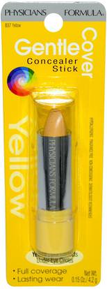 Physicians Formula, Inc., Gentle Cover Concealer Stick, Yellow, 0.15 oz (4.2 g) ,حمام، الجمال، ماكياج، توشوب عصا المخفي
