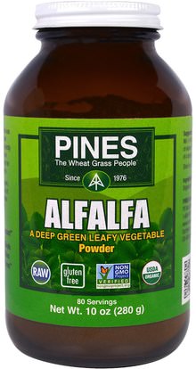 Pines International, Alfalfa Powder, 10 oz (280 g) ,الأعشاب، البرسيم