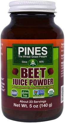 Pines International, Beet Juice Powder, 5 oz (140 g) ,الأعشاب، مسحوق البنجر الجذر، الفاكهة المجففة