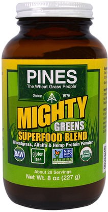 Pines International, Mighty Greens Superfood Blend, 8 oz (227 g) ,المكملات الغذائية، سوبرفوودس