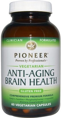 Pioneer Nutritional Formulas, Anti-Aging Brain Health, 60 Veggie Caps ,والجمال، ومكافحة الشيخوخة، واضطراب نقص الانتباه، إضافة، أدهد، الدماغ