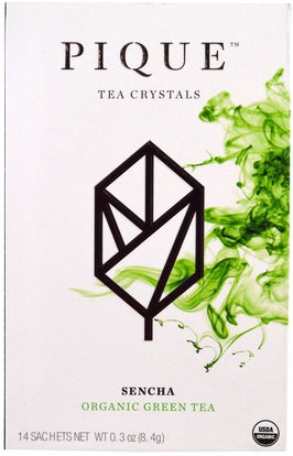 Pique Tea, Sencha, Organic Green Tea, 14 Sachets, 0.3 oz (8.4 g) ,المكملات الغذائية، مضادات الأكسدة، الشاي الأخضر، الغذاء، الشاي العشبية