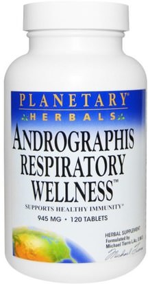 Planetary Herbals, Andrographis Respiratory Wellness, 945 mg, 120 Tablets ,المكملات الغذائية، المضادات الحيوية، أندروغرافيس