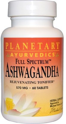 Planetary Herbals, Ayurvedics, Full Spectrum Ashwagandha, 570 mg, 60 Tablets ,الأعشاب، أشواغاندا ويثانيا سومنيفيرا، أدابتوجين