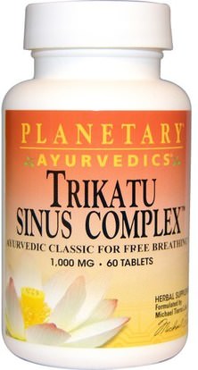 Planetary Herbals, Ayurvedics, Trikatu Sinus Complex, 1,000 mg, 60 Tablets ,الأعشاب، أيورفيدا، أيورفيديك، الأعشاب، ترياتوكو