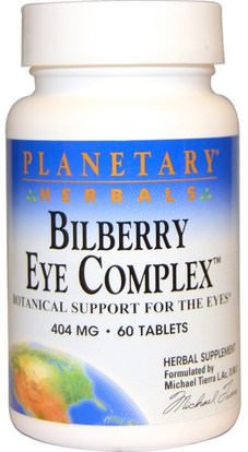 Planetary Herbals, Bilberry Eye Complex, 404 mg, 60 Tablets ,الأعشاب، ييبرايت