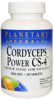 Planetary Herbals, Cordyceps Power CS-4, Chinese Tonic for Vitality, 800 mg, 60 Tablets ,المكملات الغذائية، أدابتوغن