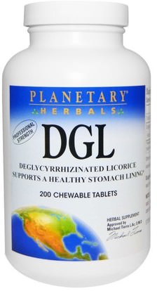 Planetary Herbals, DGL, Deglycyrrhizinated Licorice, 200 Chewable Tablets ,الأعشاب، الجذر عرق السوس (دغل)، أدابتوغين