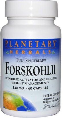 Planetary Herbals, Forskohlii, Full Spectrum, 130 mg, 60 Capsules ,الأعشاب، كوليوس فورسكهليي