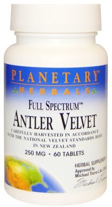 Planetary Herbals, Full Spectrum, Antler Velvet, 250 mg, 60 Tablets ,المكملات الغذائية، الغزلان قرن الوعل المخملية