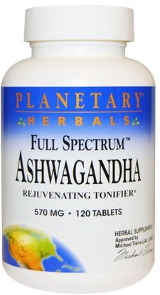 Planetary Herbals, Full Spectrum Ashwagandha, 570 mg, 120 Tablets ,الأعشاب، أشواغاندا ويثانيا سومنيفيرا، أشواغاندا، والمكملات الغذائية، أدابتوغن