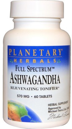 Planetary Herbals, Full Spectrum, Ashwagandha, 570 mg, 60 Tablets ,الأعشاب، أشواغاندا ويثانيا سومنيفيرا، أشواغاندا، والمكملات الغذائية، أدابتوغن