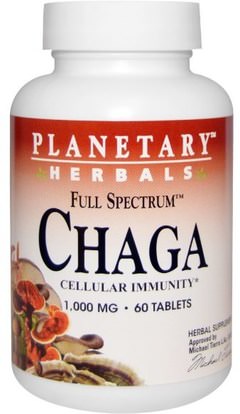 Planetary Herbals, Full Spectrum, Chaga, 1,000 mg, 60 Tablets ,المكملات الغذائية، الفطر الطبية، الفطر تشاغا، كبسولات الفطر