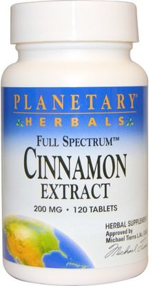 Planetary Herbals, Full Spectrum Cinnamon Extract, 200 mg, 120 Tablets ,الأعشاب، القرفة استخراج