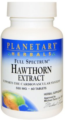 Planetary Herbals, Full Spectrum, Hawthorn Extract, 550 mg, 60 Tablets ,الأعشاب، الزعرور