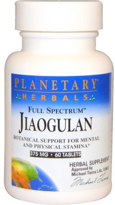 Planetary Herbals, Full Spectrum Jiaogulan, 375 mg, 60 Tablets ,الأعشاب، جياوغولان أو غينوستيما، أدابتوغين