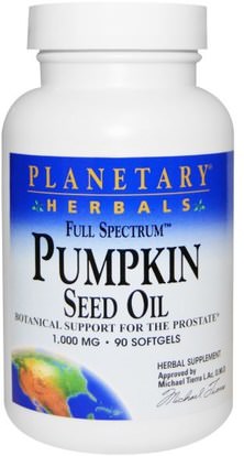 Planetary Herbals, Full Spectrum, Pumpkin Seed Oil, 1,000 mg, 90 Softgels ,المكملات الغذائية، إيفا أوميجا 3 6 9 (إيبا دا)، زيت بذور اليقطين