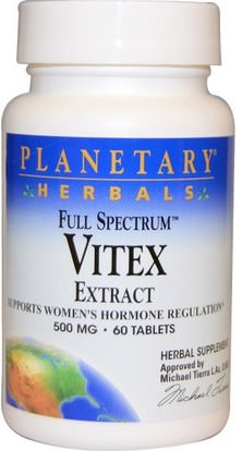 Planetary Herbals, Full Spectrum, Vitex Extract, 500 mg, 60 Tablets ,الأعشاب، التوت العفريت