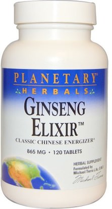 Planetary Herbals, Ginseng Elixir, 865 mg, 120 Tablets ,المكملات الغذائية، أدابتوغين، والطاقة
