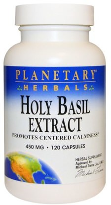 Planetary Herbals, Holy Basil Extract, 450 mg, 120 Capsules ,الأعشاب، الريحان المقدس، أدابتوغن
