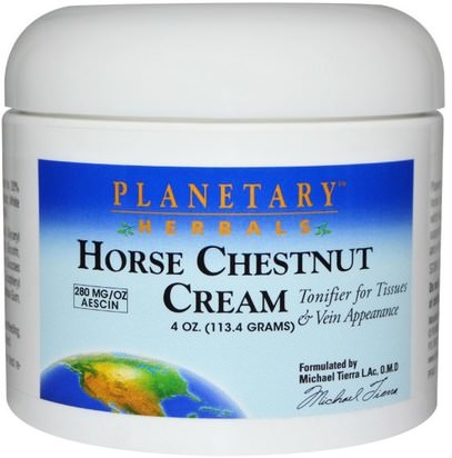 Planetary Herbals, Horse Chestnut Cream, 4 oz (113.4 g) ,الأعشاب، الجزارون، مكنسة، حصان، خشب الكستناء