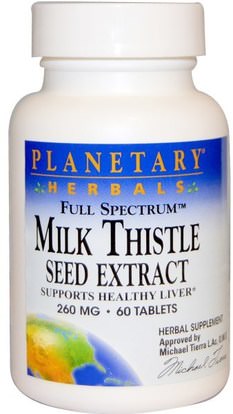Planetary Herbals, Milk Thistle Seed Extract, Full Spectrum, 260 mg, 60 Tablets ,الصحة، السموم، الحليب الشوك (سيليمارين)، سليفوس (سيليبين فيتوسوم)
