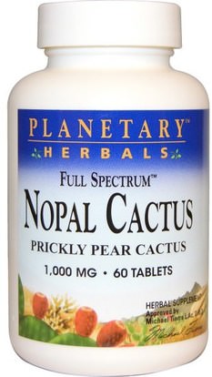 Planetary Herbals, Nopal Cactus, Full Spectrum, Prickly Pear Cactus, 1,000 mg, 60 Tablets ,الصحة، نسبة السكر في الدم، نوبال (شائك الصبار الكمثرى أوبونتيا)