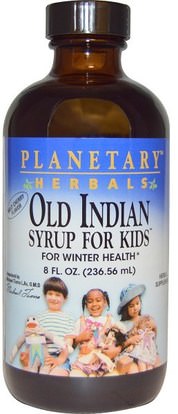Planetary Herbals, Old Indian Syrup for Kids, Wild Cherry Flavor, 8 fl oz (236.56 ml) ,صحة الأطفال، سعال انفلونزا البرد، الصحة