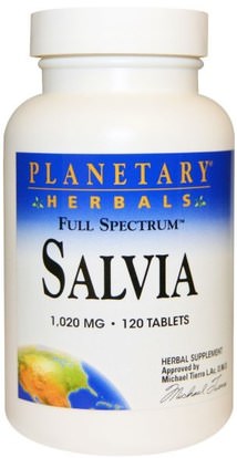 Planetary Herbals, Salvia, 1,020 mg, 120 Tablets ,الصحة، القلب القلب والأوعية الدموية الصحة، دعم القلب، الأعشاب