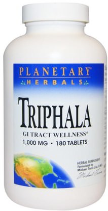 Planetary Herbals, Triphala, GI Tract Wellness, 1,000 mg, 180 Tablets ,الصحة، السموم، تريفالا