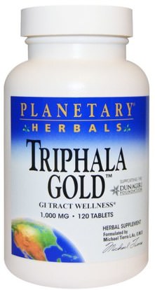 Planetary Herbals, Triphala Gold, GI Tract Wellness, 1,000 mg, 120 Tablets ,الصحة، السموم، تريفالا