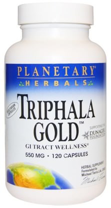 Planetary Herbals, Triphala Gold, GI Tract Wellness, 550 mg, 120 Capsules ,الصحة، السموم، تريفالا