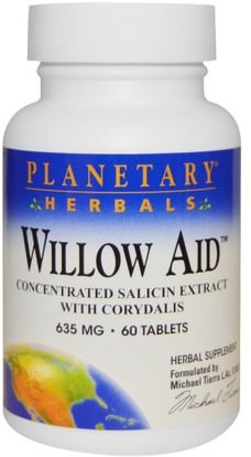 Planetary Herbals, Willow Aid, 635 mg, 60 Tablets ,الصحة، نساء، بوزويليا، أبيض، الصفصاف، أنبح