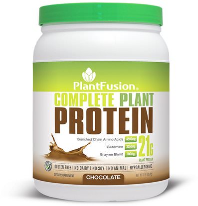 PlantFusion, Complete Plant Protein, Chocolate, 1 lb (454 g) ,والمكملات الغذائية، والبروتين
