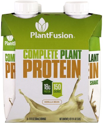PlantFusion, Complete Plant Protein, Vanilla Bean, 4 Pack, 11 fl oz (330 ml) Each ,والرياضة، والمكملات الغذائية، والبروتين