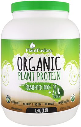 PlantFusion, Organic Plant Protein, Chocolate, 2 lb (908 g) ,والرياضة، والمكملات الغذائية، والبروتين