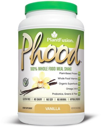 PlantFusion, Phood, 100% Plant-Based Whole Food Meal Shake, Vanilla, 31.8 oz (900 g) ,والمكملات الغذائية، والهدايا استبدال وجبة