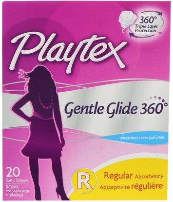 Playtex, Gentle Glide 360, Regular, Unscented, 20 Tampons ,الصحة، المرأة