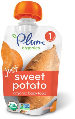 Plum Organics, Organic Baby Food, Stage 1, Just Sweet Potato, 3 oz (85 g) ,صحة الطفل، تغذية الطفل، الغذاء، أطفال الأطعمة