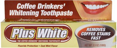 Plus White, The Coffee Drinkers Whitening Toothpaste, Cool Mint Flavor, 3.5 oz (100 g) ,حمام، الجمال، العناية بالأسنان عن طريق الفم، تبييض الأسنان، معجون الأسنان