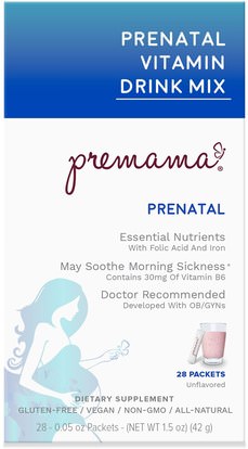 Premama, Essentials, Prenatal Vitamin Drink Mix, Unflavored, 28 Packets, 1.48 oz (42 g) ,الفيتامينات، الفيتامينات قبل الولادة