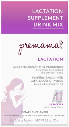 Premama, Lactation Support Drink Mix, Lactation, Mixed Berry, 28 Packets, 2.47 oz (70 g) ,صحة الأطفال، أغذية الأطفال، تغذية الطفل، الرضاعة الطبيعية