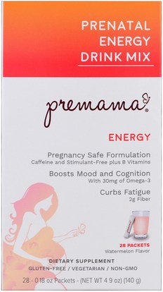 Premama, Prenatal Energy Drink Mix, Watermelon, 28 Packets, 0.18 oz Each ,الصحة، المرأة