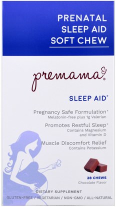 Premama, Prenatal Sleep Aid, Soft Chew, Chocolate, 28 Chews ,والمكملات الغذائية، والنوم، والحمل