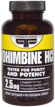 Primaforce, Yohimbine HCl, 2.5 mg, 90 Veggie Caps ,الصحة، الرجال، يوهمبي، النظام الغذائي