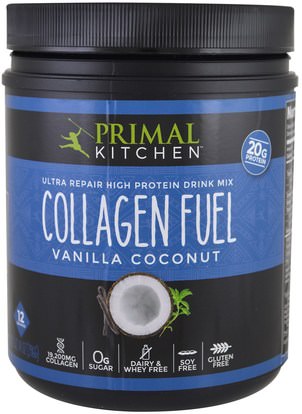 Primal Kitchen, Ultra Repair High Protein Drink Mix, Collagen Fuel, Vanilla Coconut, 14 oz (396 g) ,المكملات الغذائية، البروتين، العظام، هشاشة العظام، الكولاجين